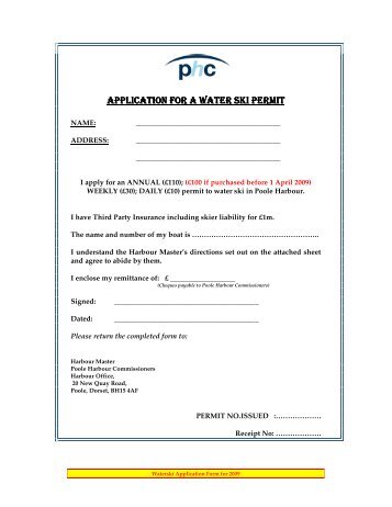 application for a water ski permit application for a water ski permit