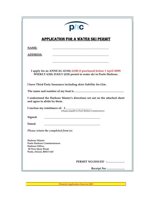 application for a water ski permit application for a water ski permit