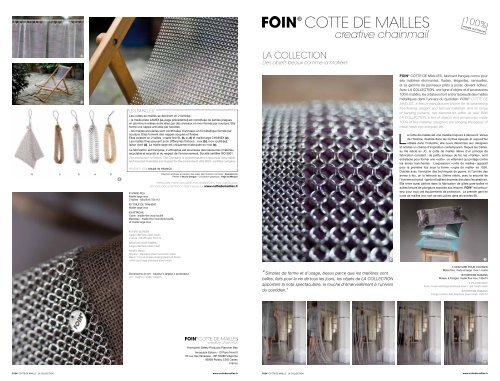 Documentation LA COLLECTION - FOINÂ® COTTE DE MAILLES