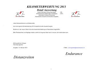 Distanzreiten Endurance - Swiss Endurance Riding Association