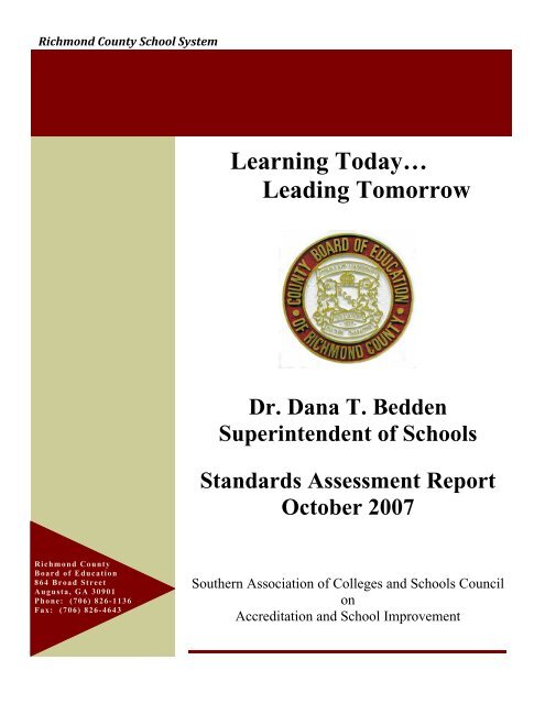 Learning Todayâ ¦ Leading Tomorrow - Richmond County Schools