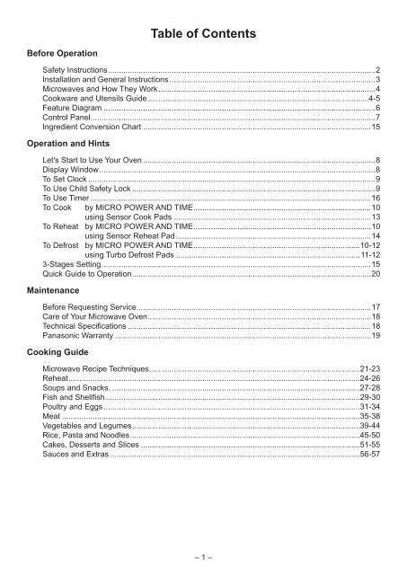 Panasonic NN-ST671S 32Litre Microwave User Manual Download