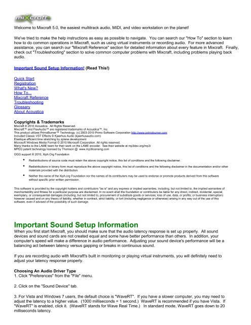 Mixcraft 5 PDF Manual - Acoustica
