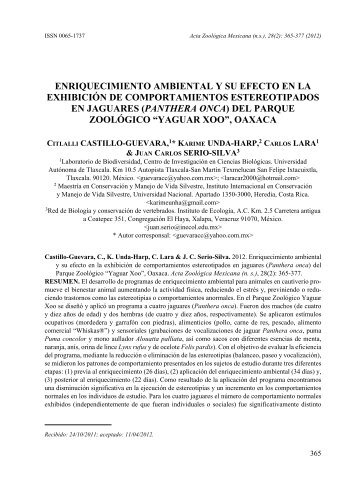 ENRIQUECIMIENTO AMBIENTAL Y SU EFECTO EN LA - Inecol