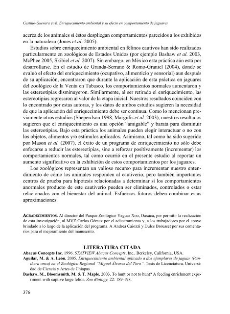 ENRIQUECIMIENTO AMBIENTAL Y SU EFECTO EN LA - Inecol