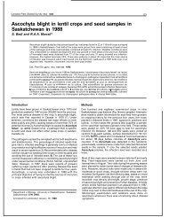 Ascochyta blight in lentil crops and seed samples in Saskatchewan ...