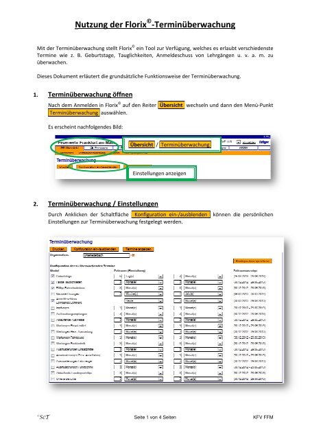 Nutzung der Nutzung der Florix -TerminÃ¼berw TerminÃ¼berwachung ...