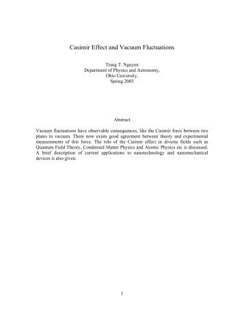 Casimir Effect and Vacuum fluctuations