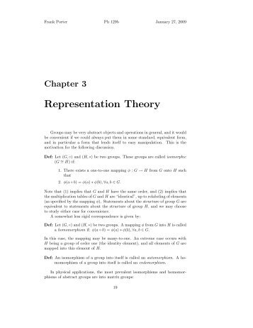 Chapter 3 Representation Theory