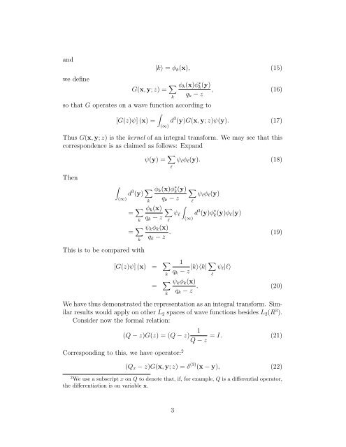 1 Introduction 2 Resolvents and Green's Functions
