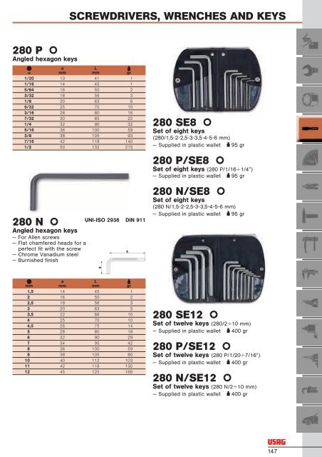 SCREWDRIVERS WRENCHES AND KEYS