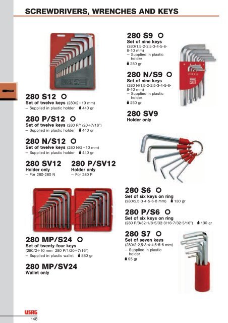 SCREWDRIVERS WRENCHES AND KEYS