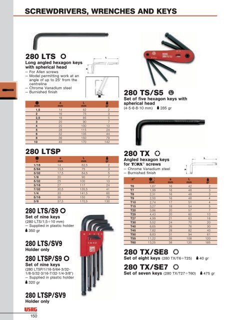 SCREWDRIVERS WRENCHES AND KEYS