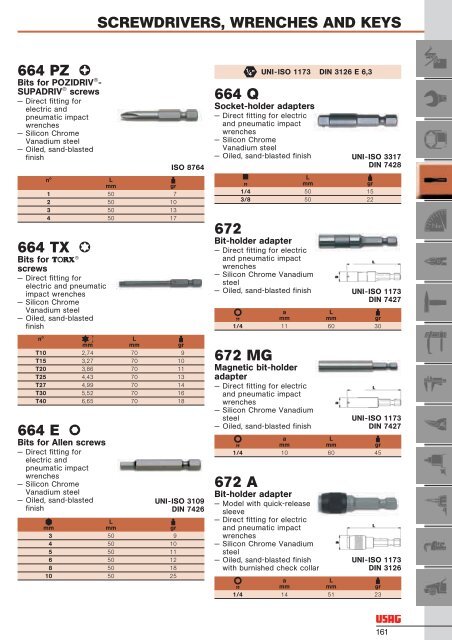 SCREWDRIVERS WRENCHES AND KEYS