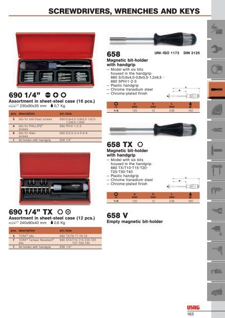 SCREWDRIVERS WRENCHES AND KEYS