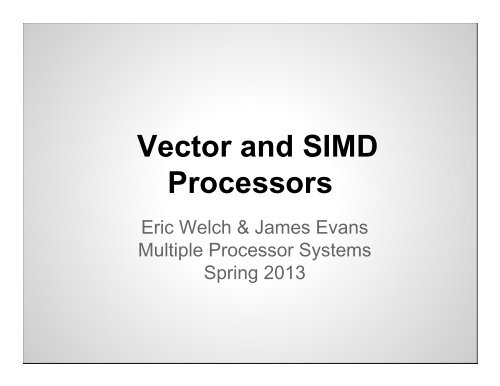 Vector and SIMD Processors