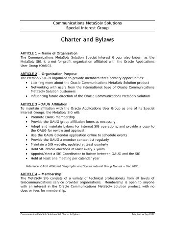 Charter and Bylaws