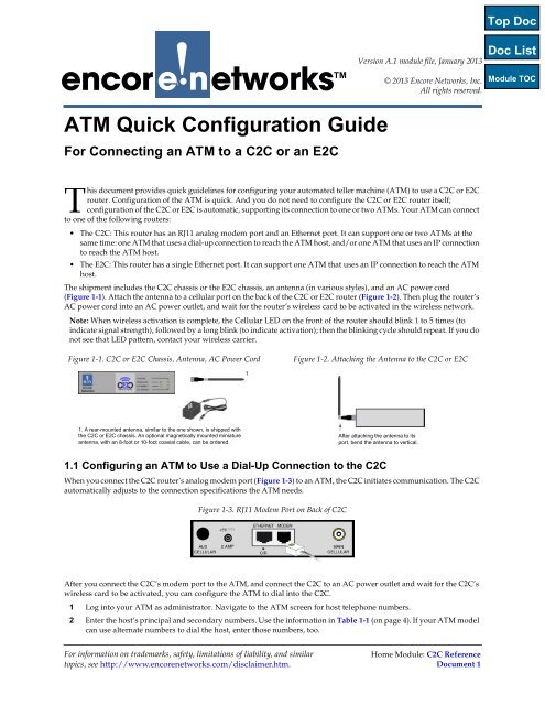 C2C Reference: ATM Quick Configuration Guide - Encore Networks