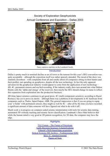 SEG Convention 2003 - Oil Information Technology Journal