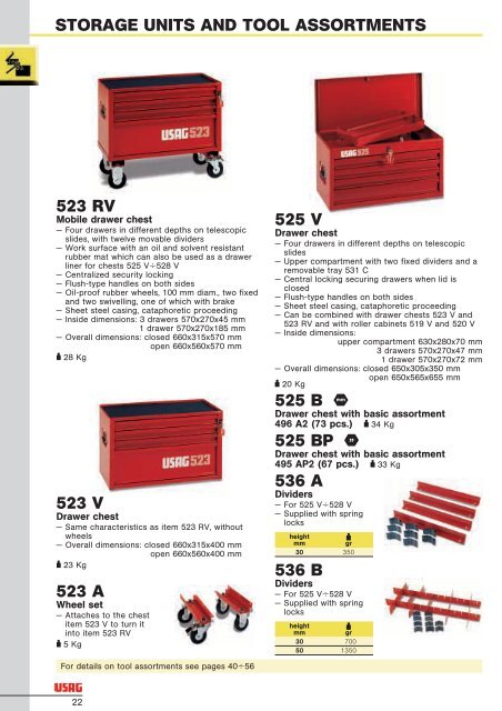 STORAGE UNITS AND TOOL ASSORTMENTS