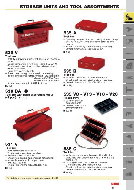 STORAGE UNITS AND TOOL ASSORTMENTS