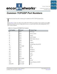 Routing: Common TCP/UDP Port Numbers - Encore Networks
