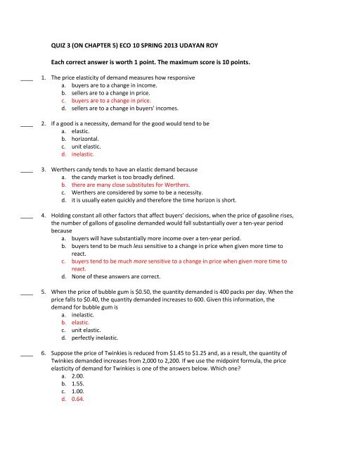 Quiz On Ch 5