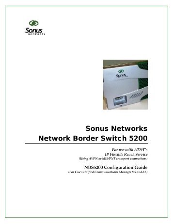 NBS5200 Configuration Guide - Sonus Networks