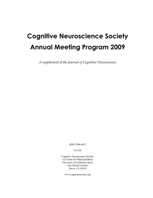 CNS 2009 Program - Cognitive Neuroscience Society