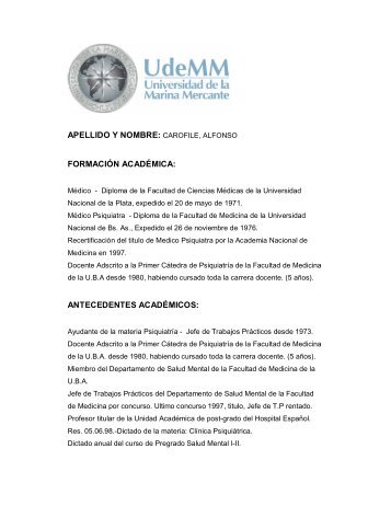 APELLIDO Y NOMBRE: CAROFILE, ALFONSO ... - UdeMM