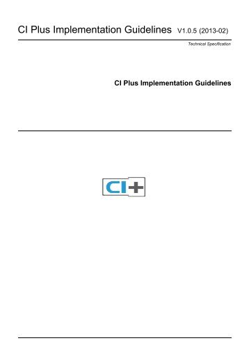 CI Plus Implementation Guidelines