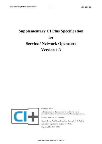 Supplementary CI Plus Specification