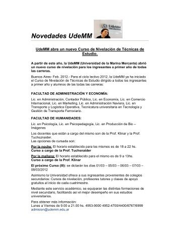 Novedades UdeMM