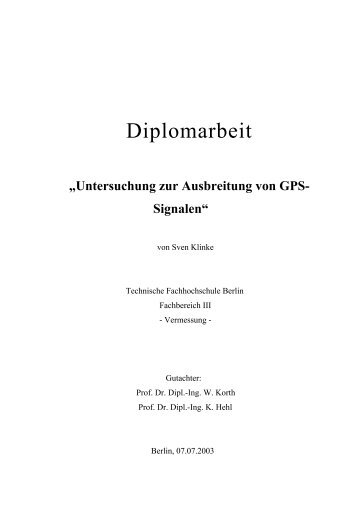 Untersuchung zur Ausbreitung von GPS- Signalen - Beuth ...