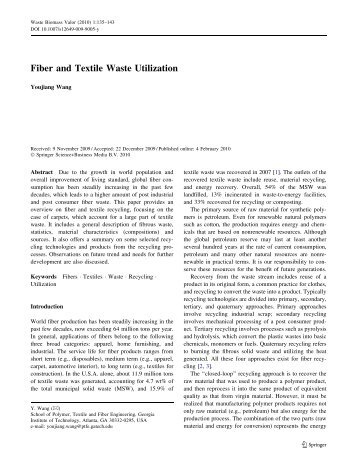 WRR Fibre Waste Textile Processing by Youjiang Wang