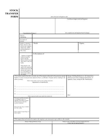 STOCK TRANSFER FORM