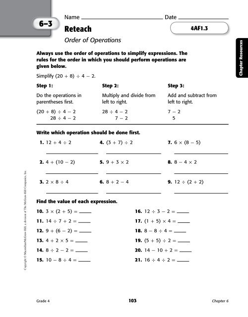 Reteach and Skills Practice Workbook