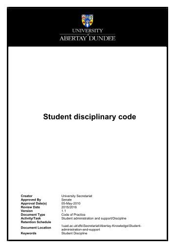 Student disciplinary code - University of Abertay Dundee