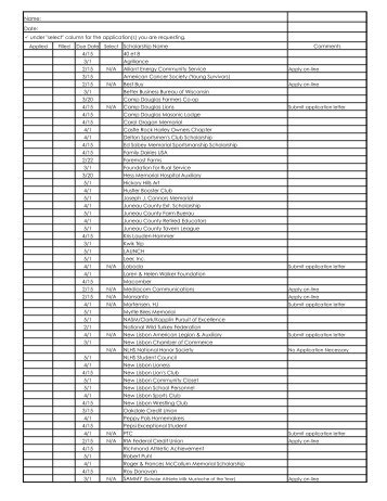 Application Request Form - New Lisbon School District