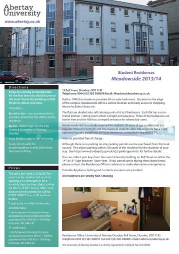 Leaflet - Meadowside Halls - University of Abertay Dundee