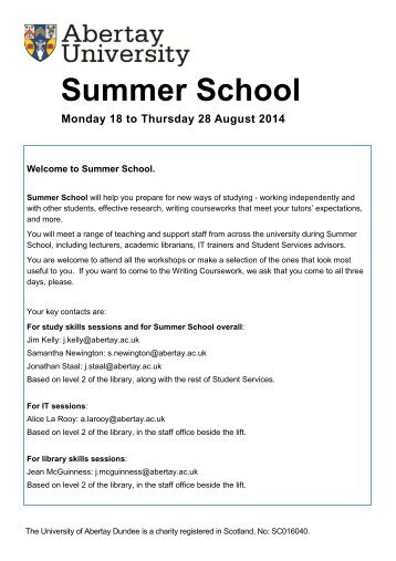 Summer School Student Guide.pub - University of Abertay Dundee