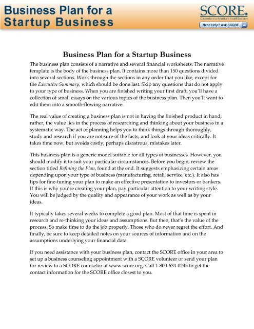 description of the business plan