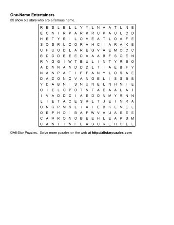 a PDF file of the One-Name Entertainers Word ... - All-Star Puzzles