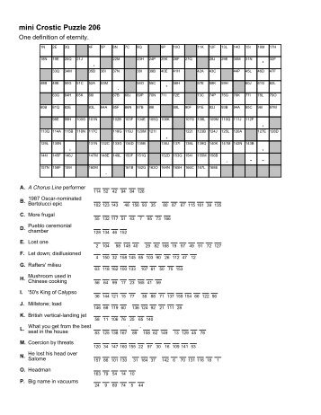 mini Crostic Puzzle 206 - All-Star Puzzles