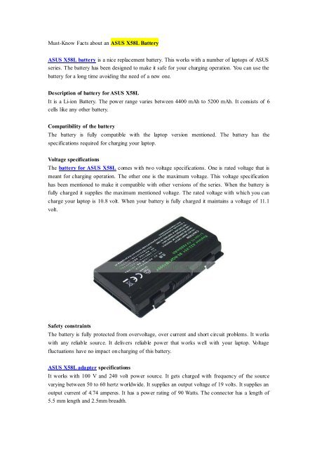 Must-Know Facts about an ASUS X58L Battery.pdf