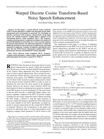 Warped Discrete Cosine Transform-Based Noisy Speech ...