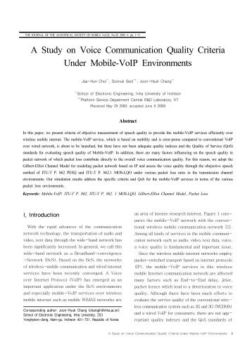 A Study on Voice Communication Quality Criteria Under Mobile ...