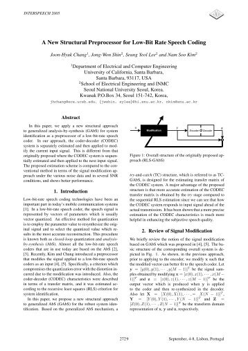 A New Structural Preprocessor for Low-Bit Rate Speech Coding