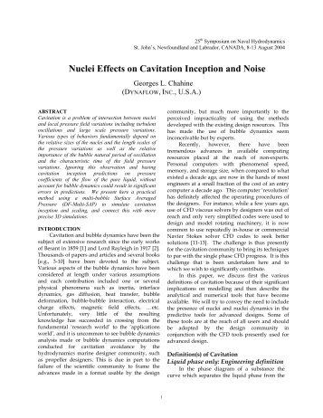 Nuclei Effects on Cavitation Inception and Noise - Dynaflow, Inc.