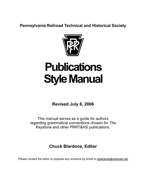 Keystone Style Manual - Pennsylvania Railroad Technical and ...